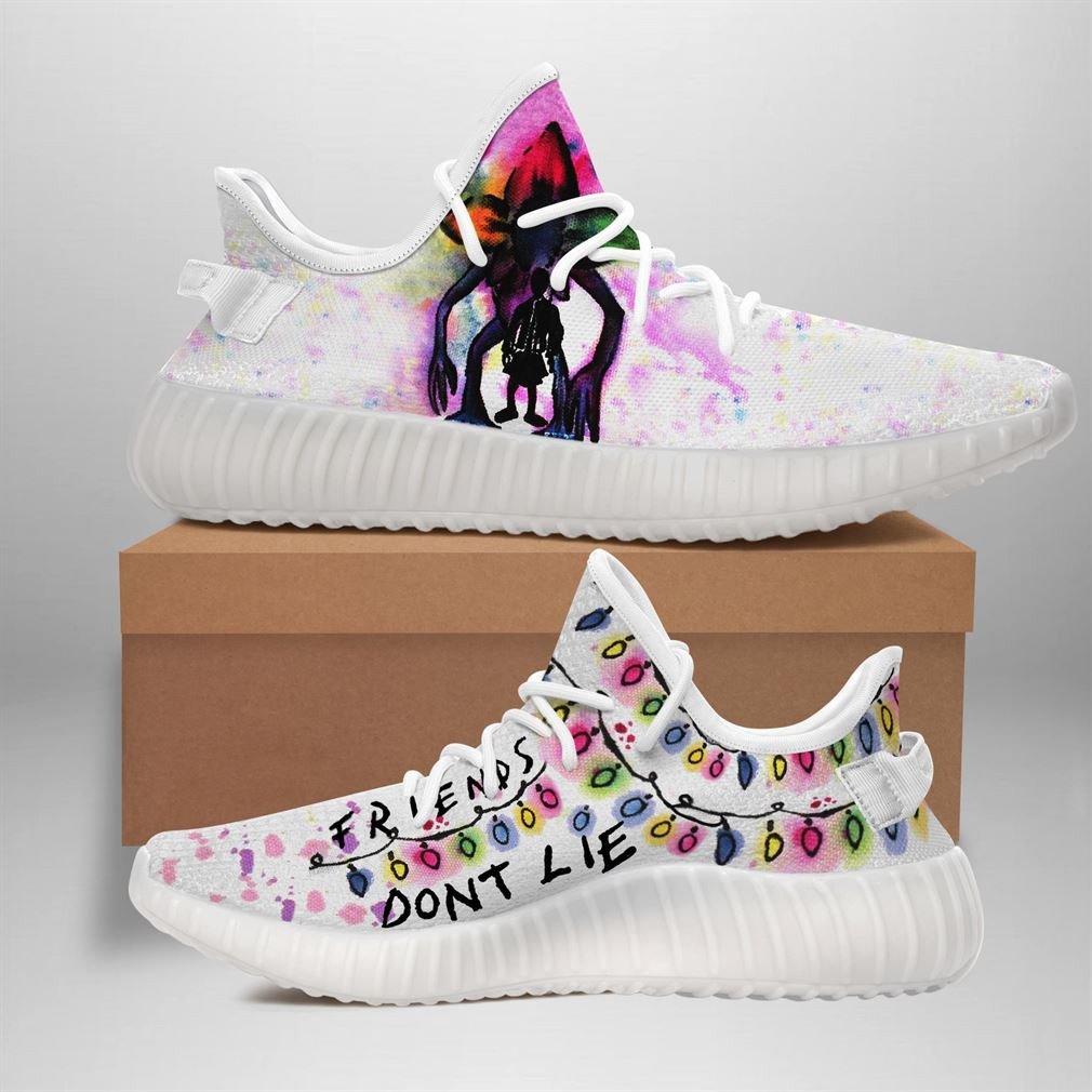 Stranger Things Demogorgon White Yeezy Sneakers Shoes Art 1822