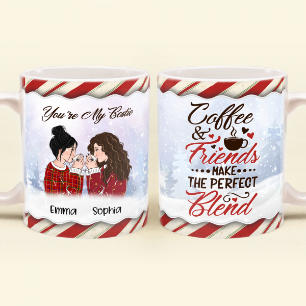 Coffee And Friends Make The Perfect Blend – Personalized Mug – Christmas Gift For Coffee Lovers