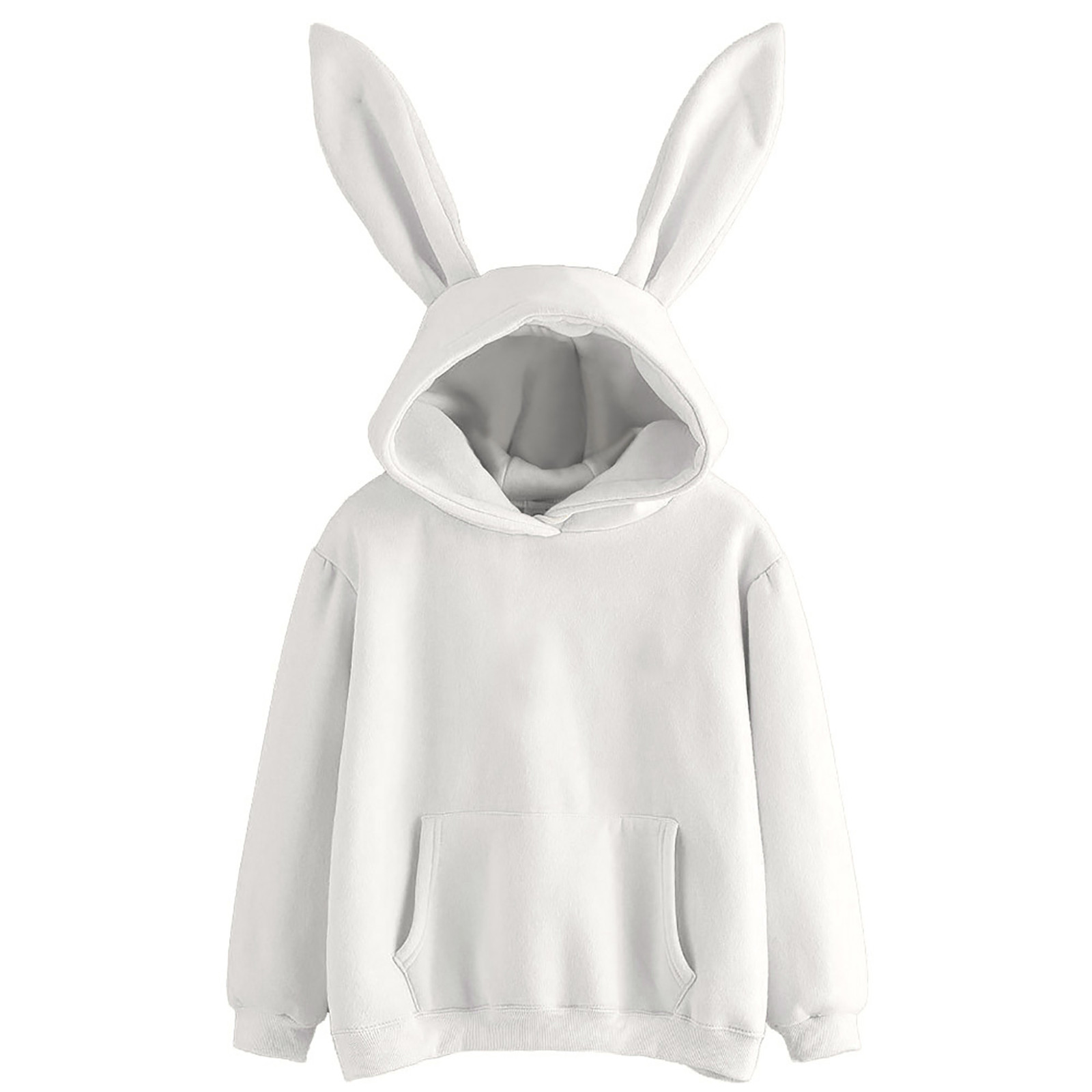 2021 Autumn Winter Women Hoodies Cute Bunny Print Sweatshirt Long Sleeve Kawaii Rabbit Ears Hooded Sweatshirt Pockets Warm Tops alx