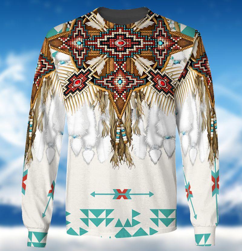 Native American Pattern White 3D Sweatshirt