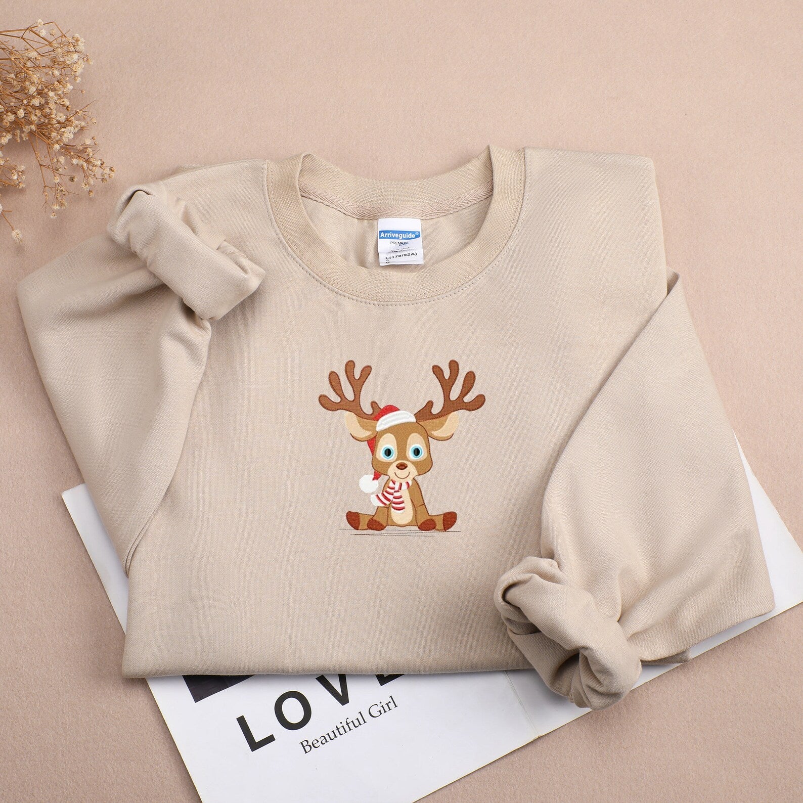 Christmas Deer Embroidered Halloween Sweatshirt 2D Crewneck Sweatshirt All Over Print Sweatshirt For Women Sweatshirt For Men Sws3525