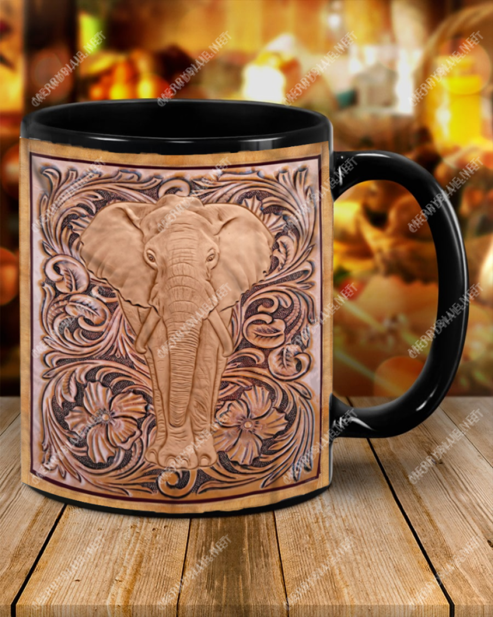 Elephant Wood Sculpture Mug