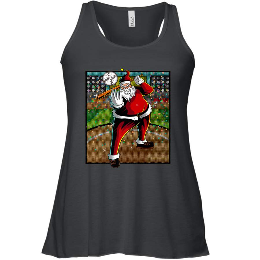 Baseball Santa Ugly Christmas Sports Graphic Print Design Women’s Racerback Tank