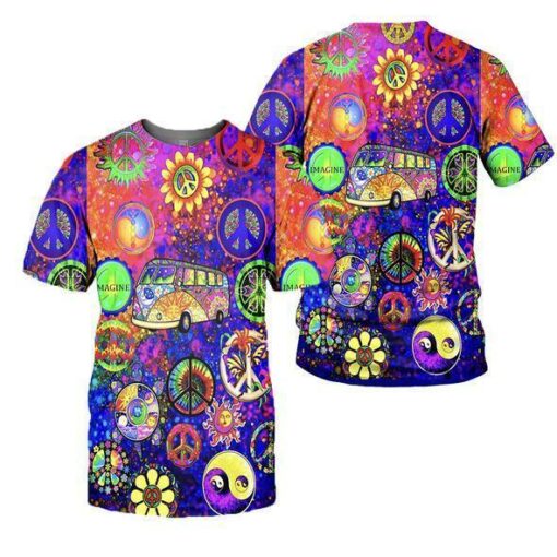 Hippie Style Peace Sign 3D All Over Print Shirts For Men & Women, Gift For Hippie Soul, Hippie Lover