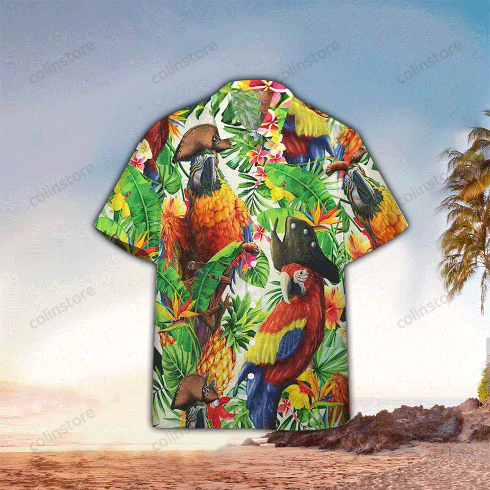 Parrot Pirate Tropical Hawaii Shirt Aloha Ha77681