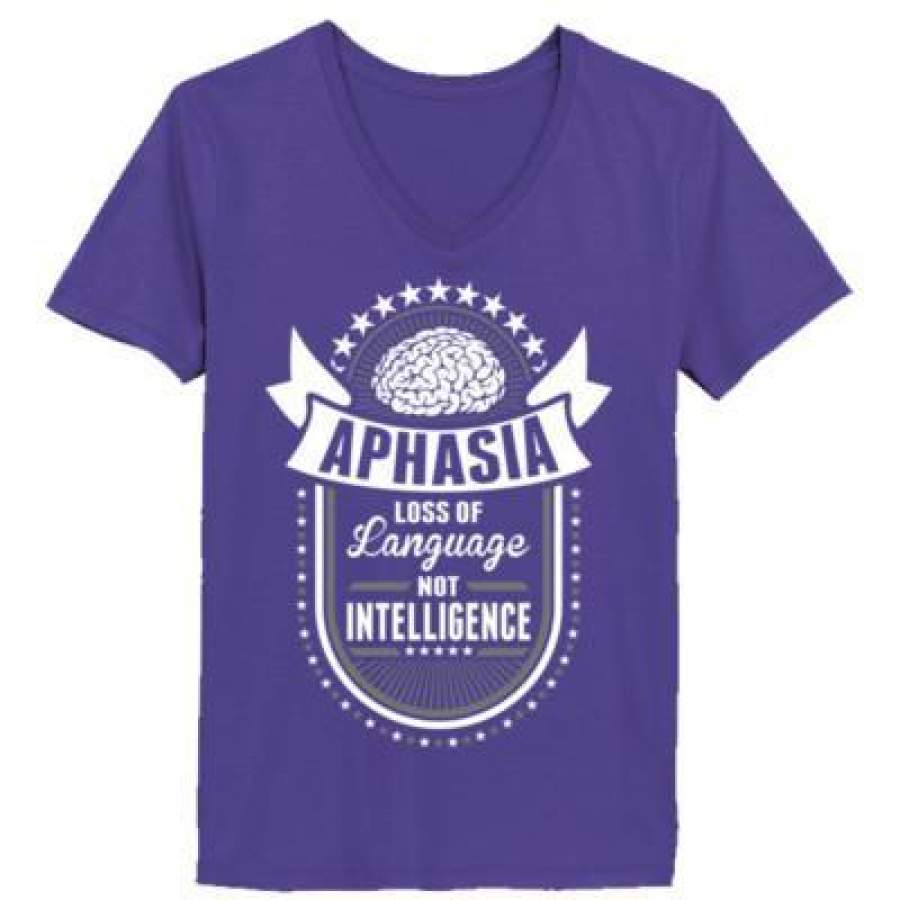 AGR Aphasia Loss Of Language Not Intelligence – Ladies’ V-Neck T-Shirt