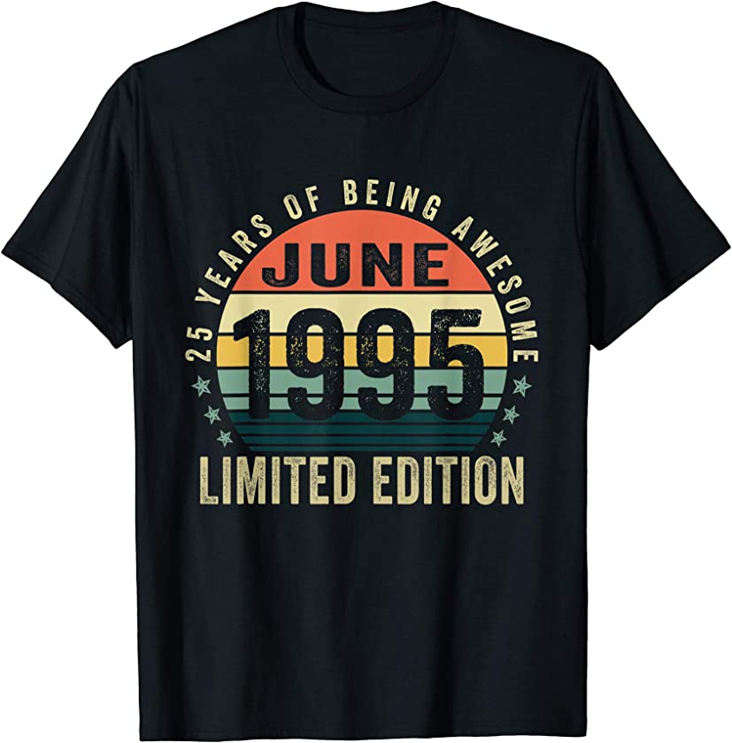 Vintage June 1995 Clothes 25 Years Old 25th Birthday Gifts T-Shirt