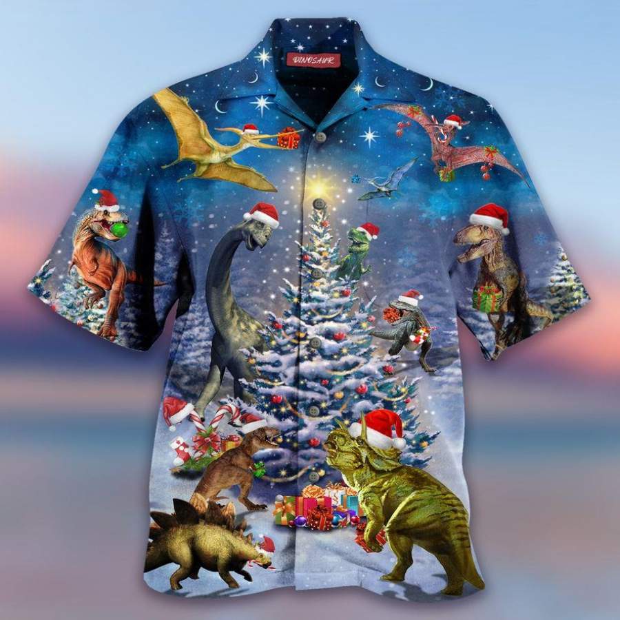 Amazing Dinosaur Reunion Under Christmas Tree Hawaiian Shirts