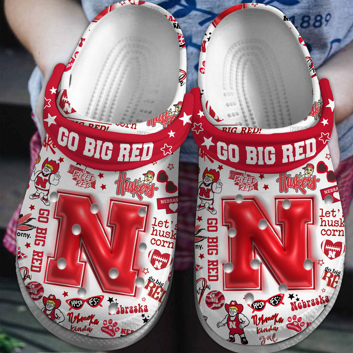 Nebraska Cornhuskers NCAA Sport Crocss Crocband Clogs Shoes Comfortable For Men Women and Kids