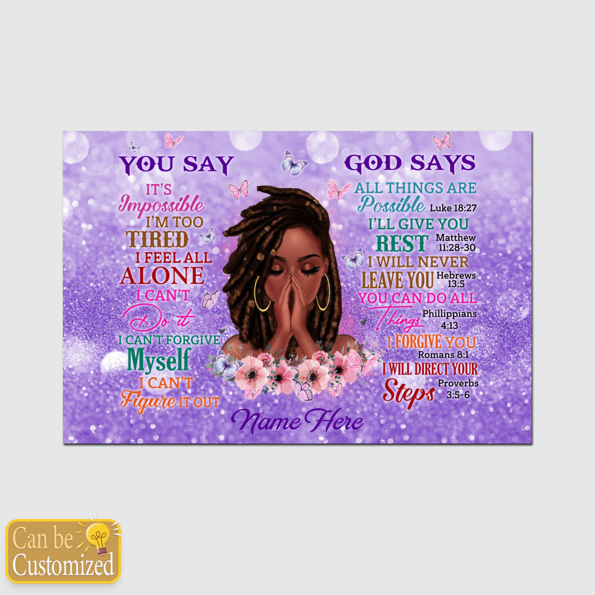 Personalized Poster Canvas For Black Girl Poster Canvas Custom Name God Says You Are Poster Canvas