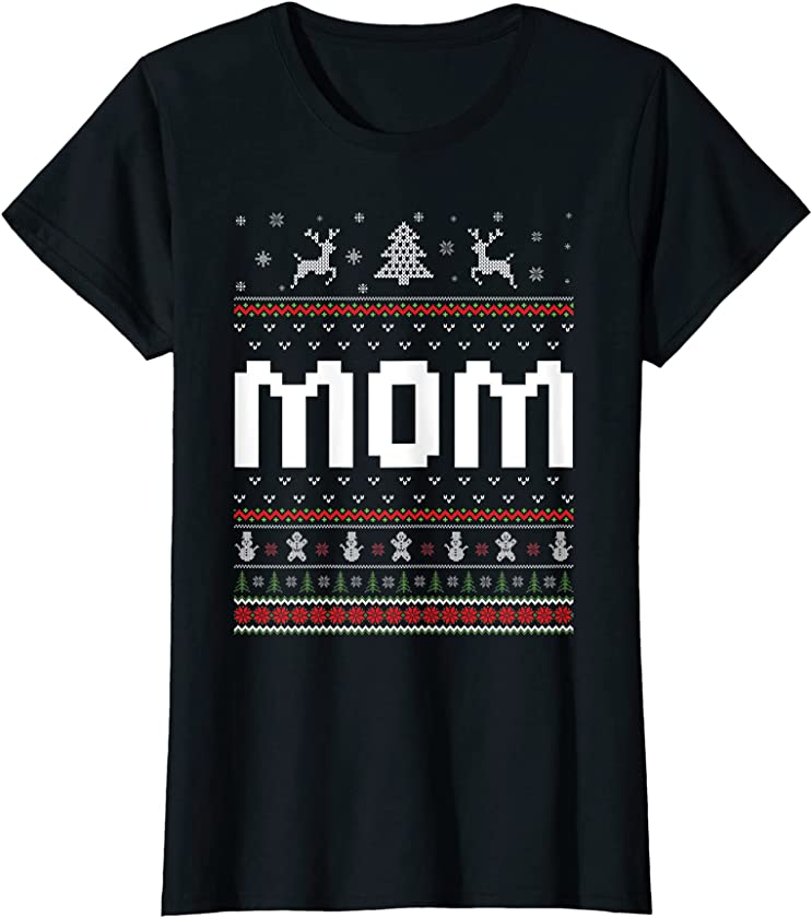 Womens Mom Ugly Holiday Party Matching Ugly Christmas Sweater T-Shirt