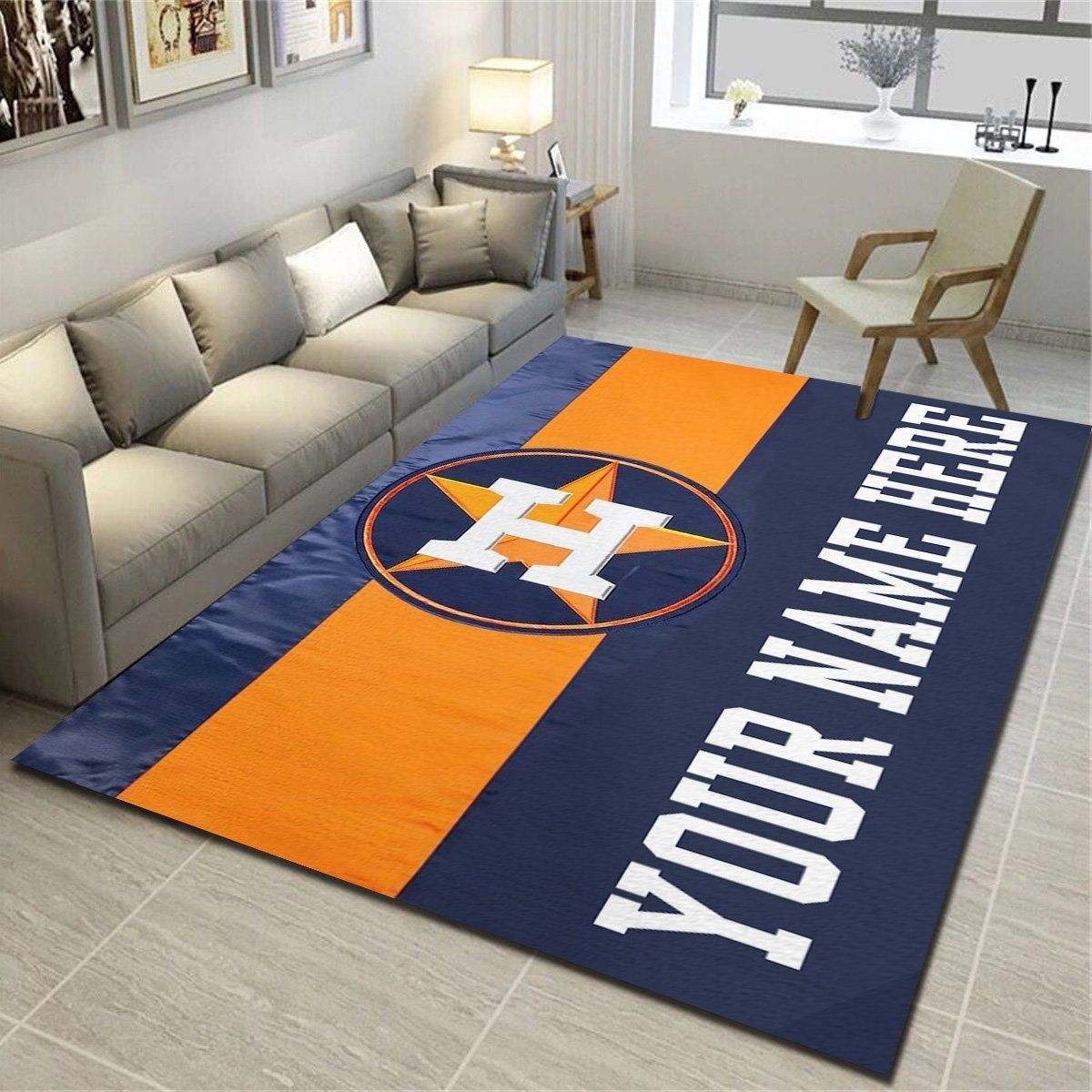 Houston Astros Personalized Area Rugs,Team Living Room Bedroom Carpet,Customized Man Cave Floor Mat