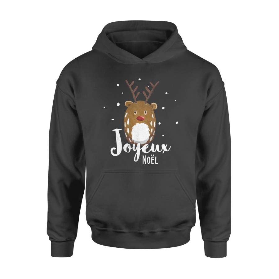 Christmas Gift Idea Cute Reindeer With White Beard   Joyeux Noel – Standard Hoodie