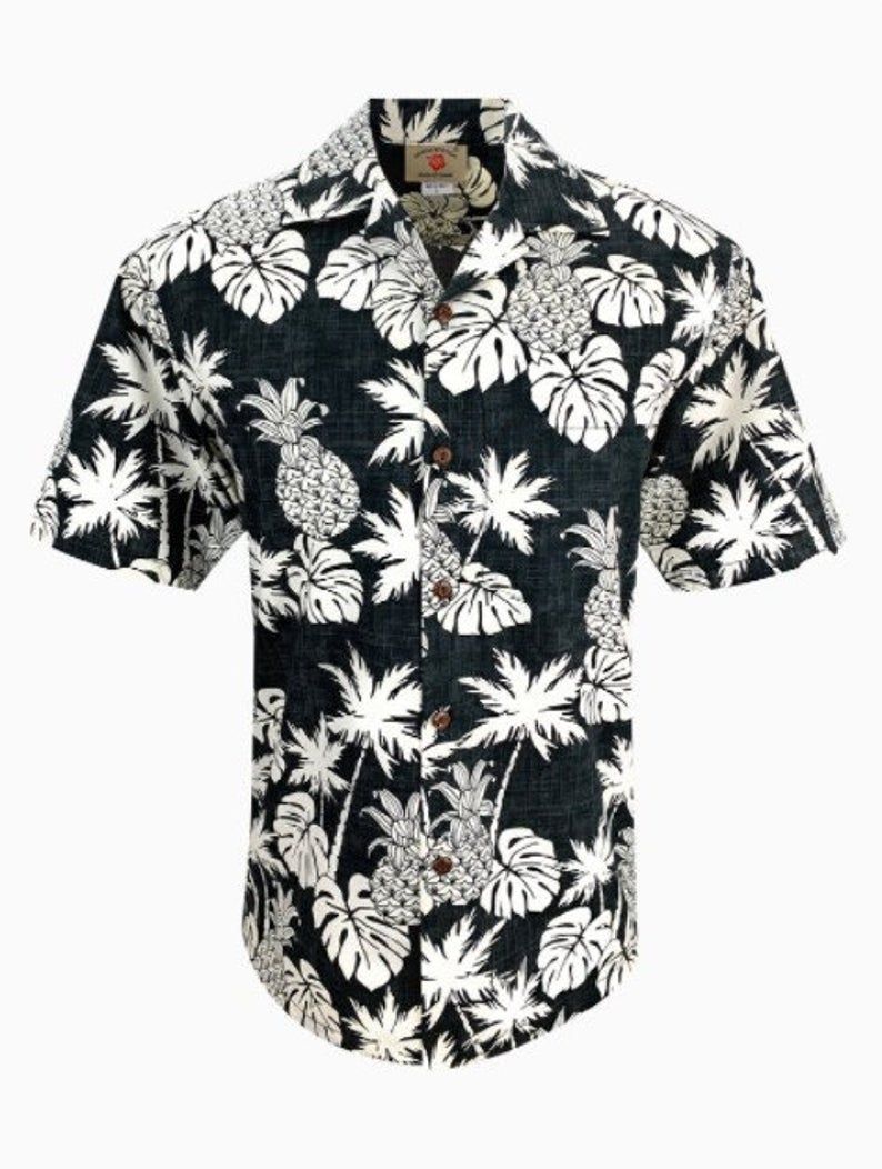 Pineapple Leaf White Black Nice Design Hawaii Shirt Ha30201