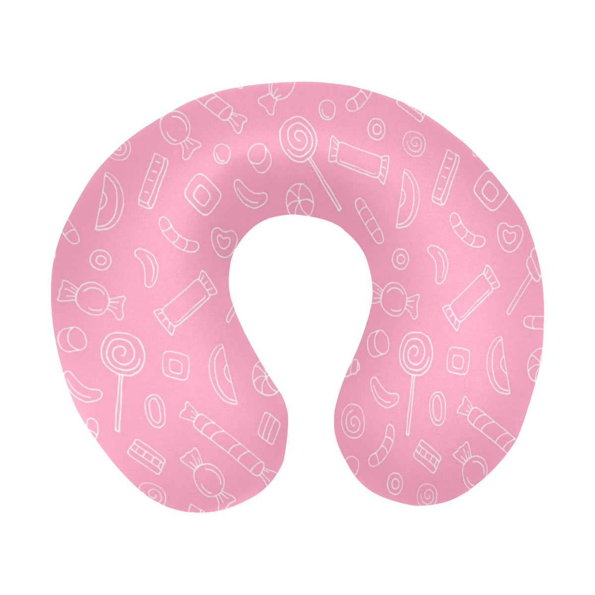 Sweet Candy Pink Background U-Shaped Travel Neck Pillow