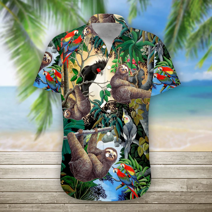 Sloth Hawaiian Summer Shirts Casual Short Sleeve Shirt Men Ha102358