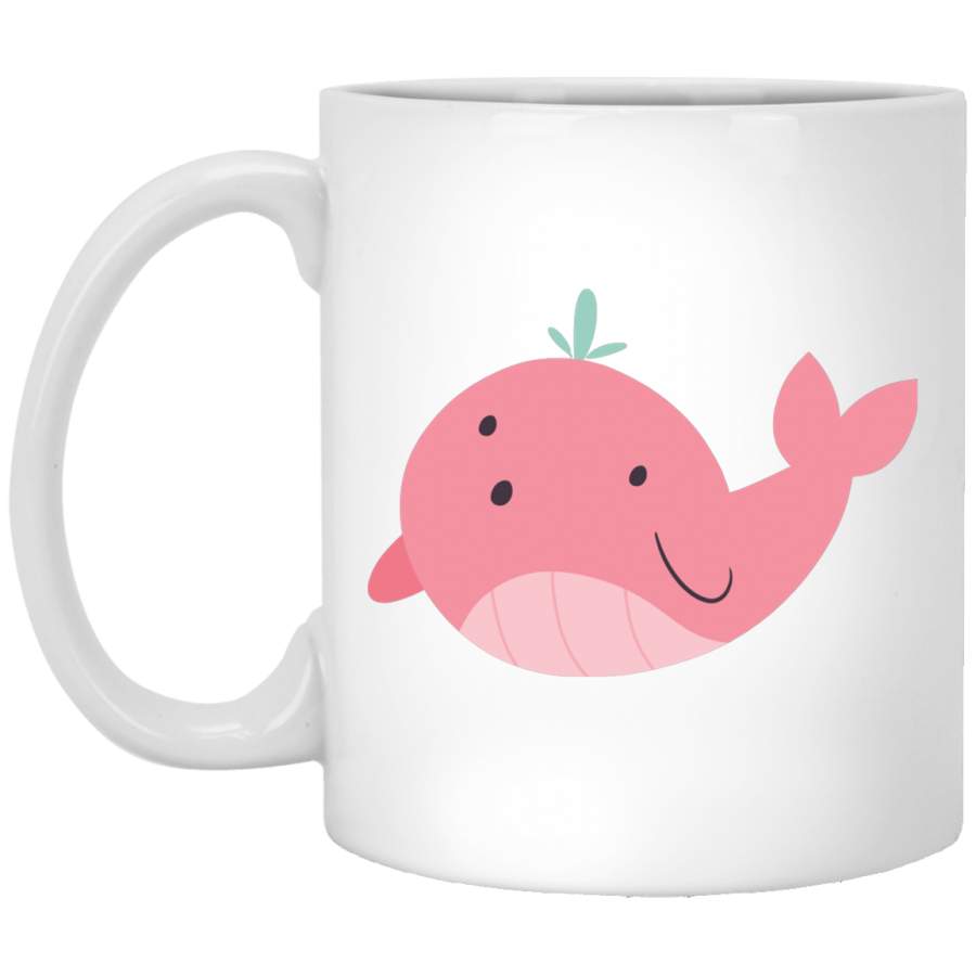 Tiny Floating Whale Fountain Mug 11 oz. White Mug