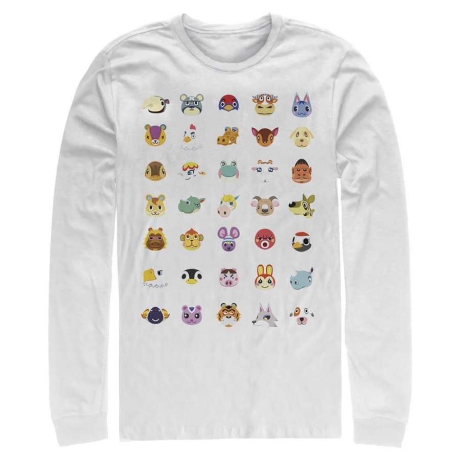 Animal Crossing Character Heads – Animal Crossing Nintendo Long Sleeve T-Shirt, White