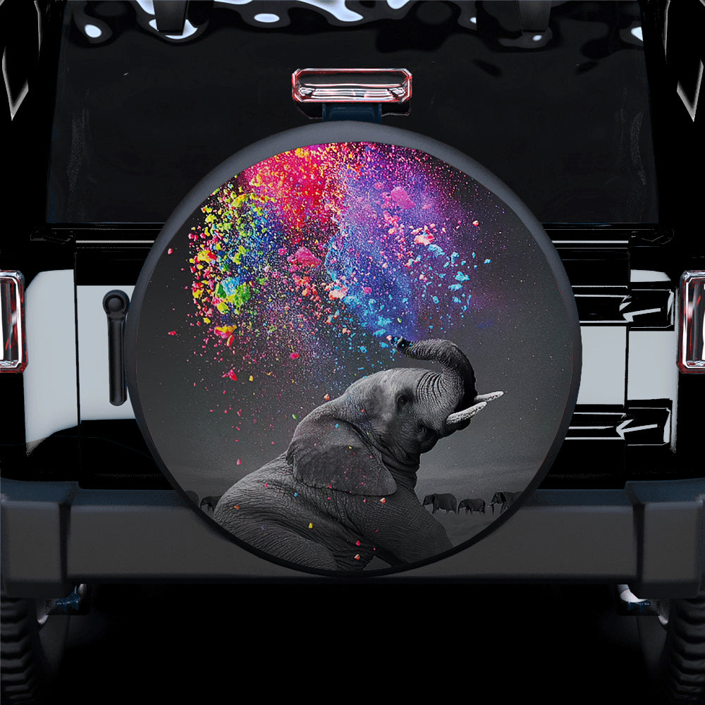 Elephant Water Color Jeep Car Spare Tire Covers Gift For Campers