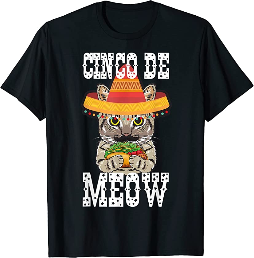 Cinco De Meow Funny Cat Eating Taco Pun Cinco De Mayo Kitten T-Shirt