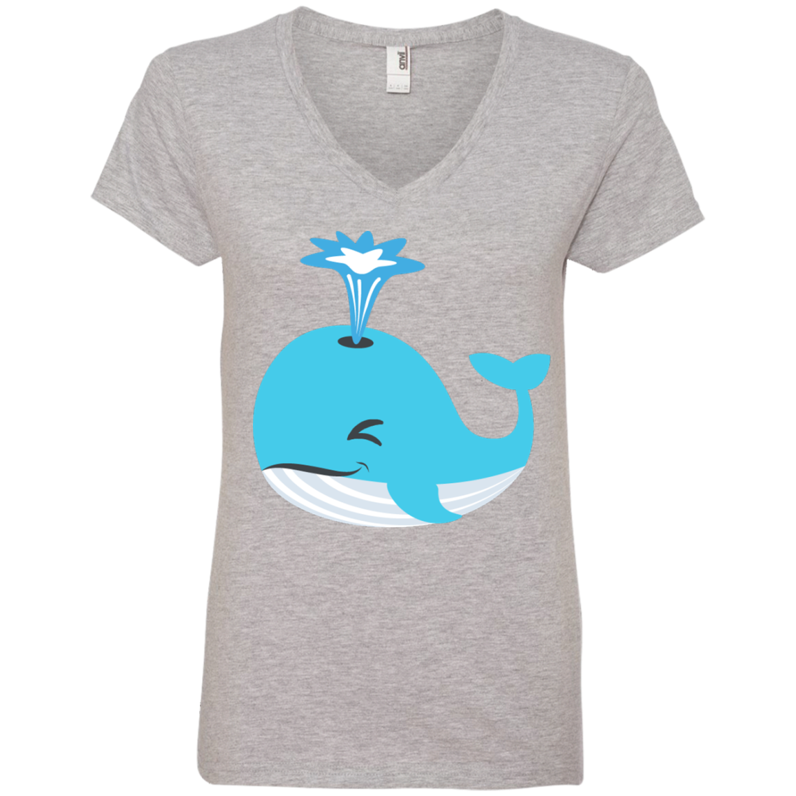 Whale Blow Hole Spray Emoji Ladies’ V-Neck T-Shirt