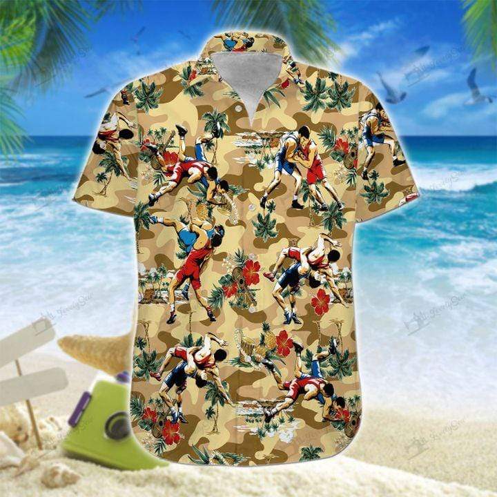 Wrestling Brown Camo Unisex Hawaiian Shirts – Beach Shorts