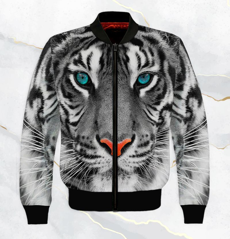 Blue Eyes Tiger 3D Full Print Bomber