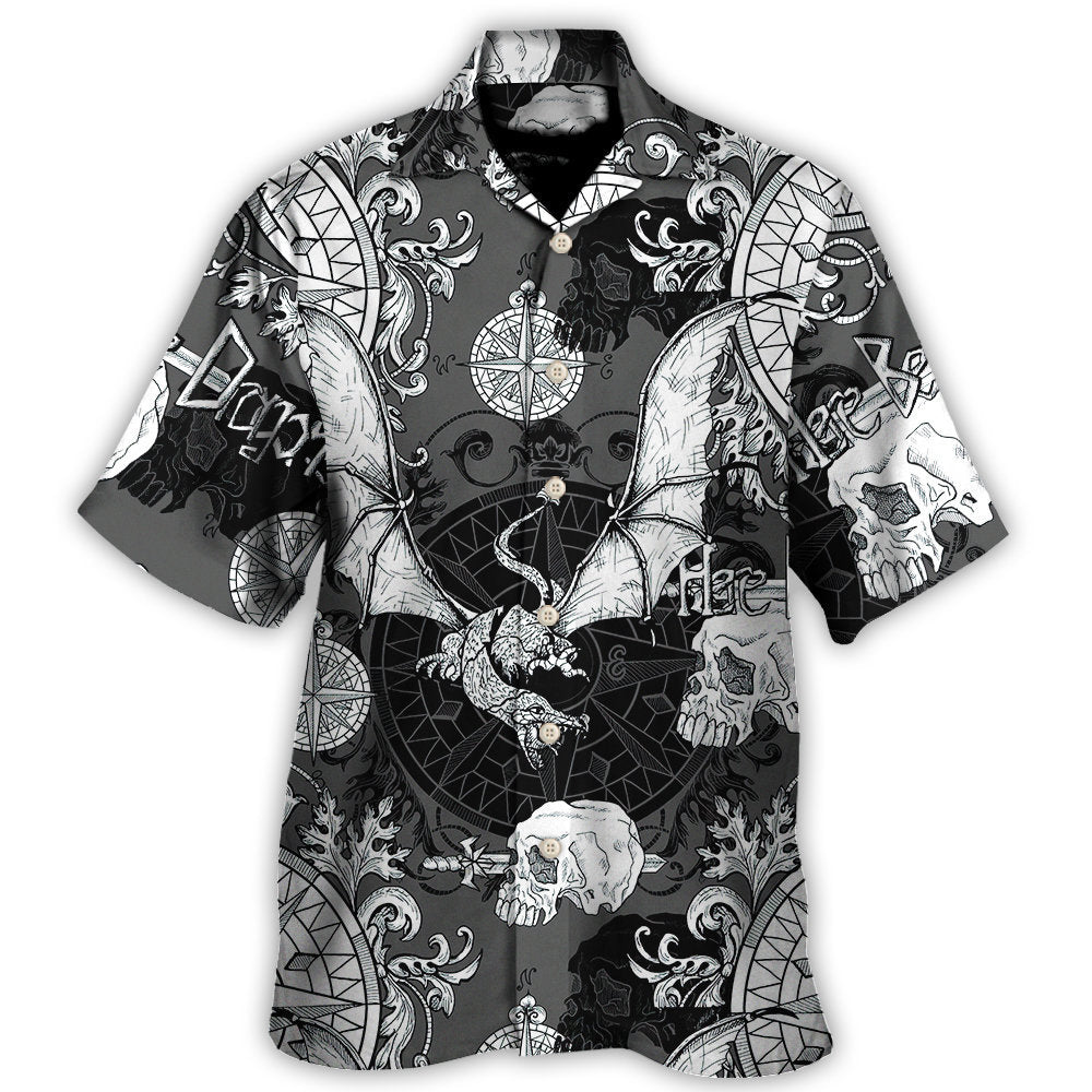 Dragon Snorting Fire Gothic Nautical Compass And Baroque Hawaii Shirt Ha81144