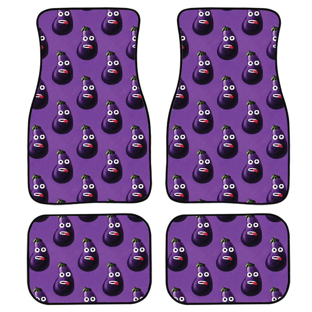 Funny Eggplant Pattern Print Front And Back Car Floor Mats, Front Car Mat