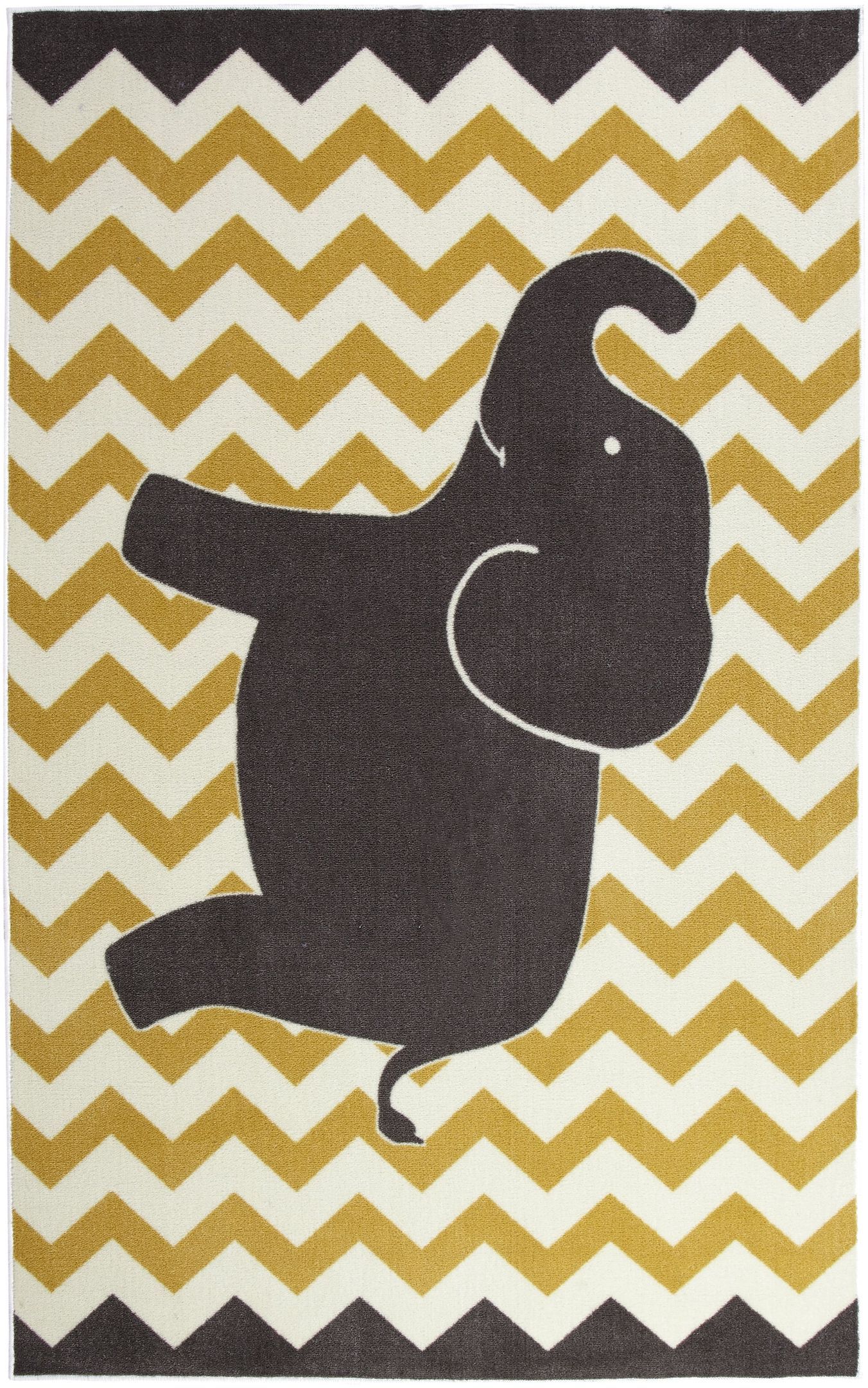 Aurora Kids Lucky Elephant Yellow Rug DHC2503614TD