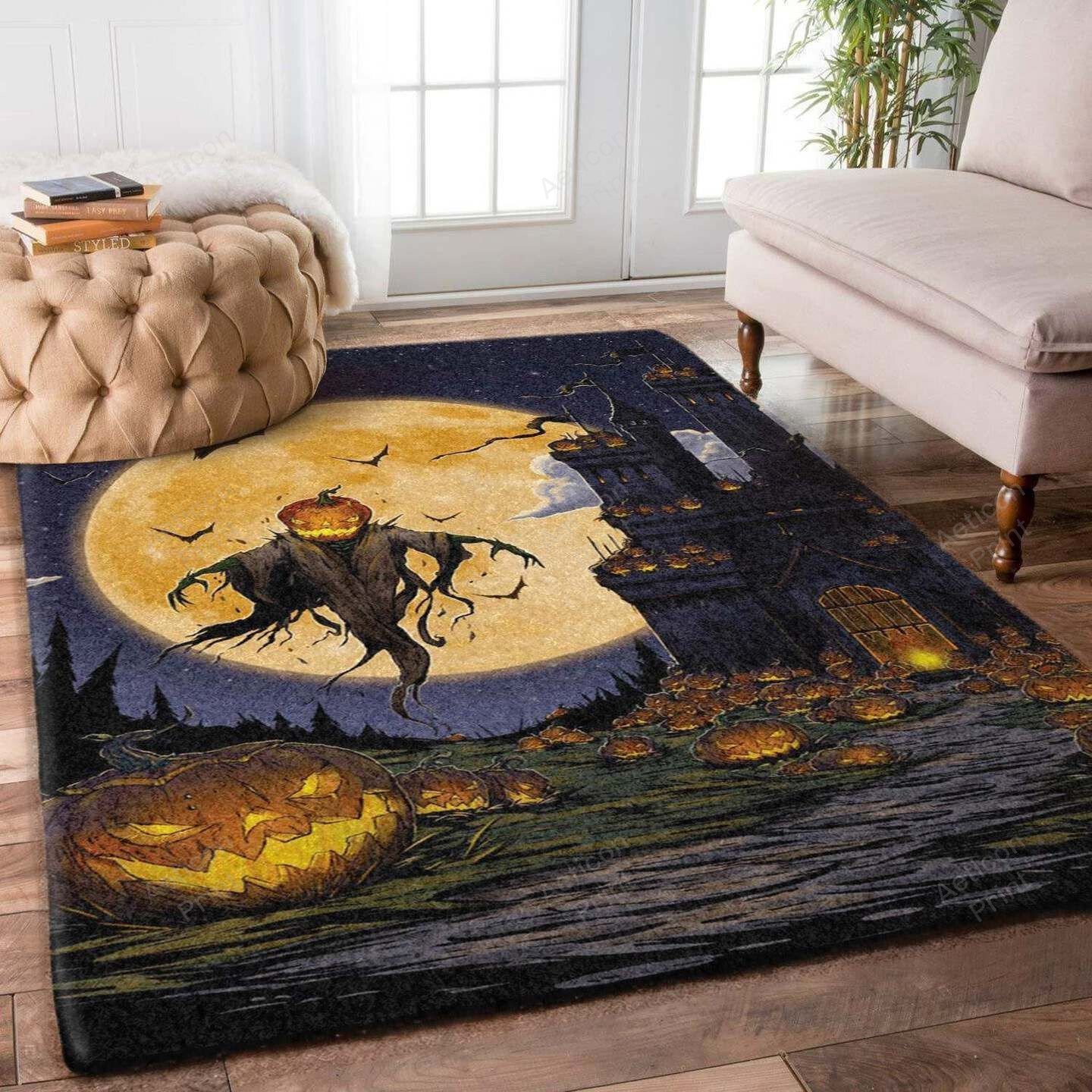 Halloween Cute Cat With Skeleton Area Rug Carpet Vintage Home Decor Gift Idea Carpet 2