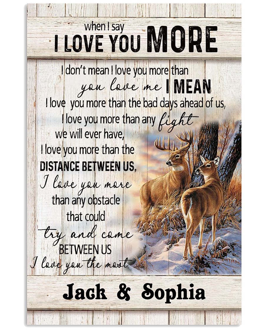 Deer Couple I Love You Custom Poster Print, Canvas Print Wall Art, Canvas Poster Wall Decor