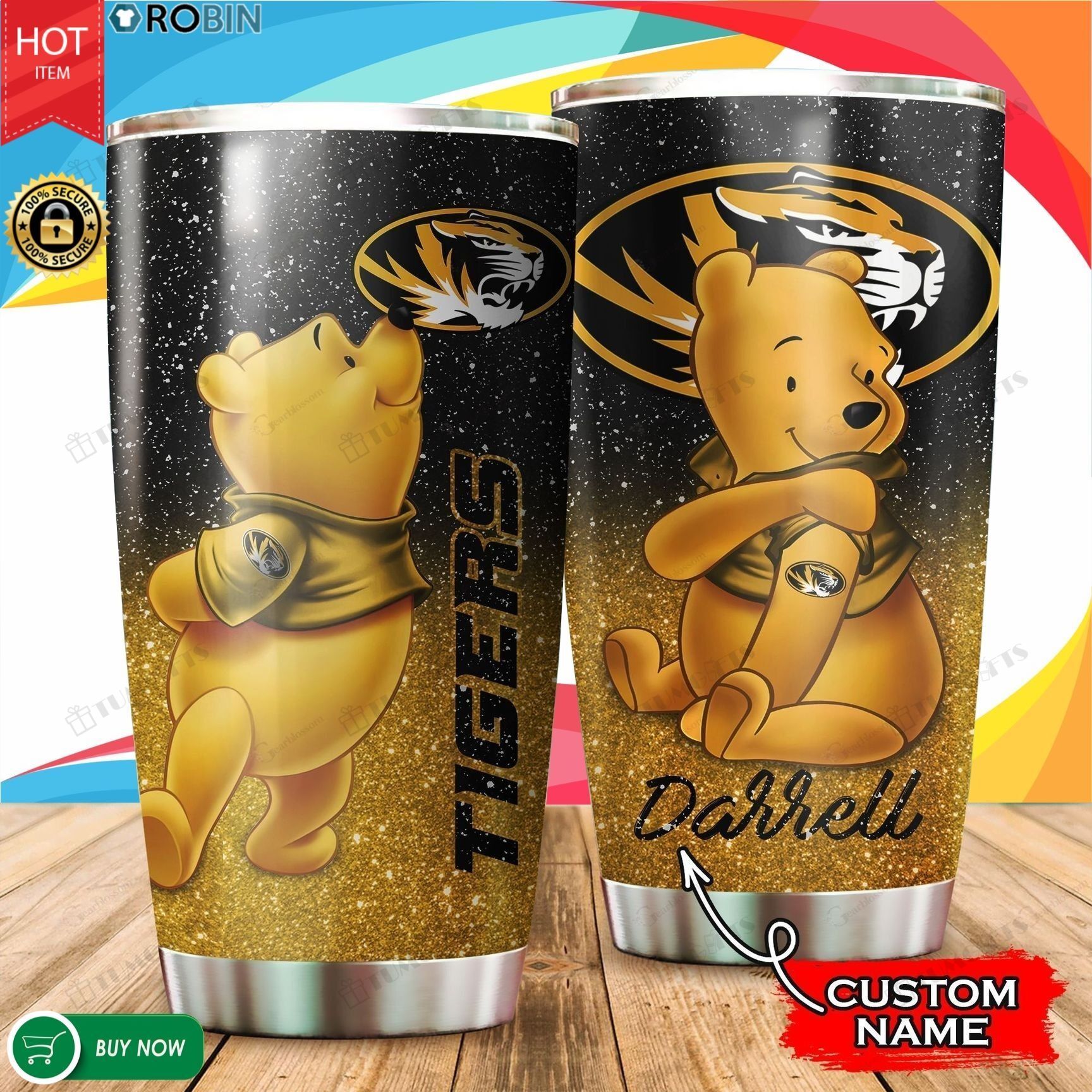 Buy Personalized Pooh Missouri Tigers Tattoo Custom Stainless Steel Tumbler