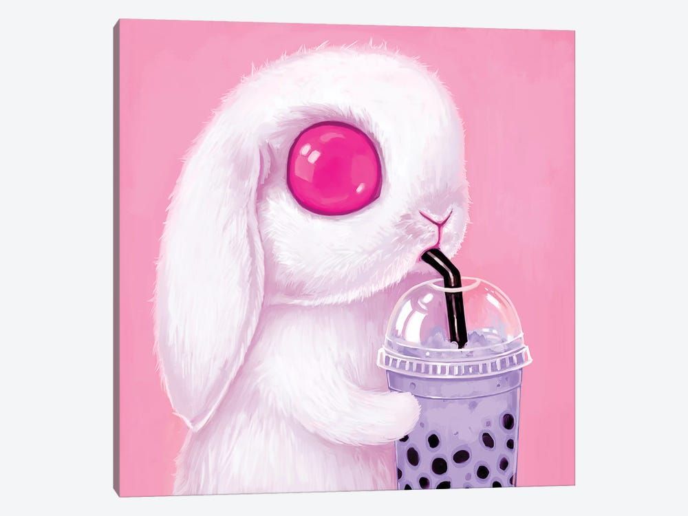 Bubble Tea Bunny Canvas Poster 8″x12″ 12×18″ 18″x26″ 24″x36″ 30″x45″