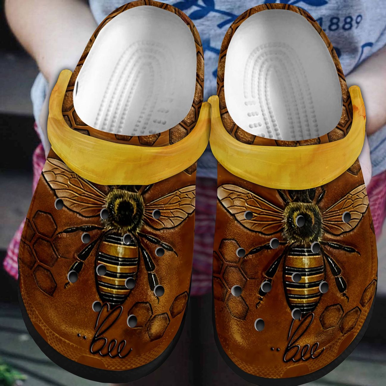 Bee Personalized Clog, Custom Name, Text, Color, Number Fashion Style For Women, Men, Kid, Print 3D Bee Brown