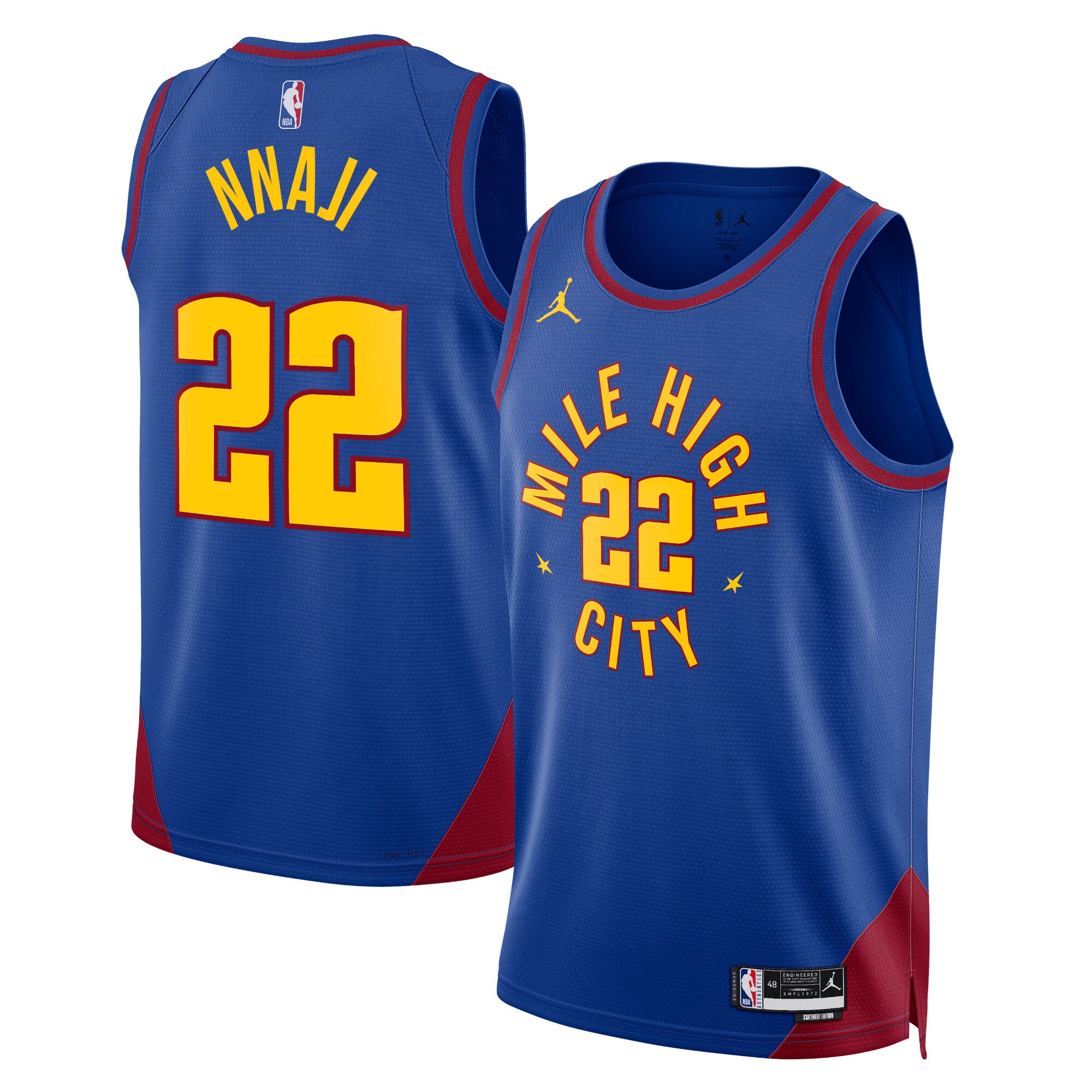 Denver Nuggets Jordan Statement Edition Swingman Jersey – Blue – Zeke Nnaji – Unisex