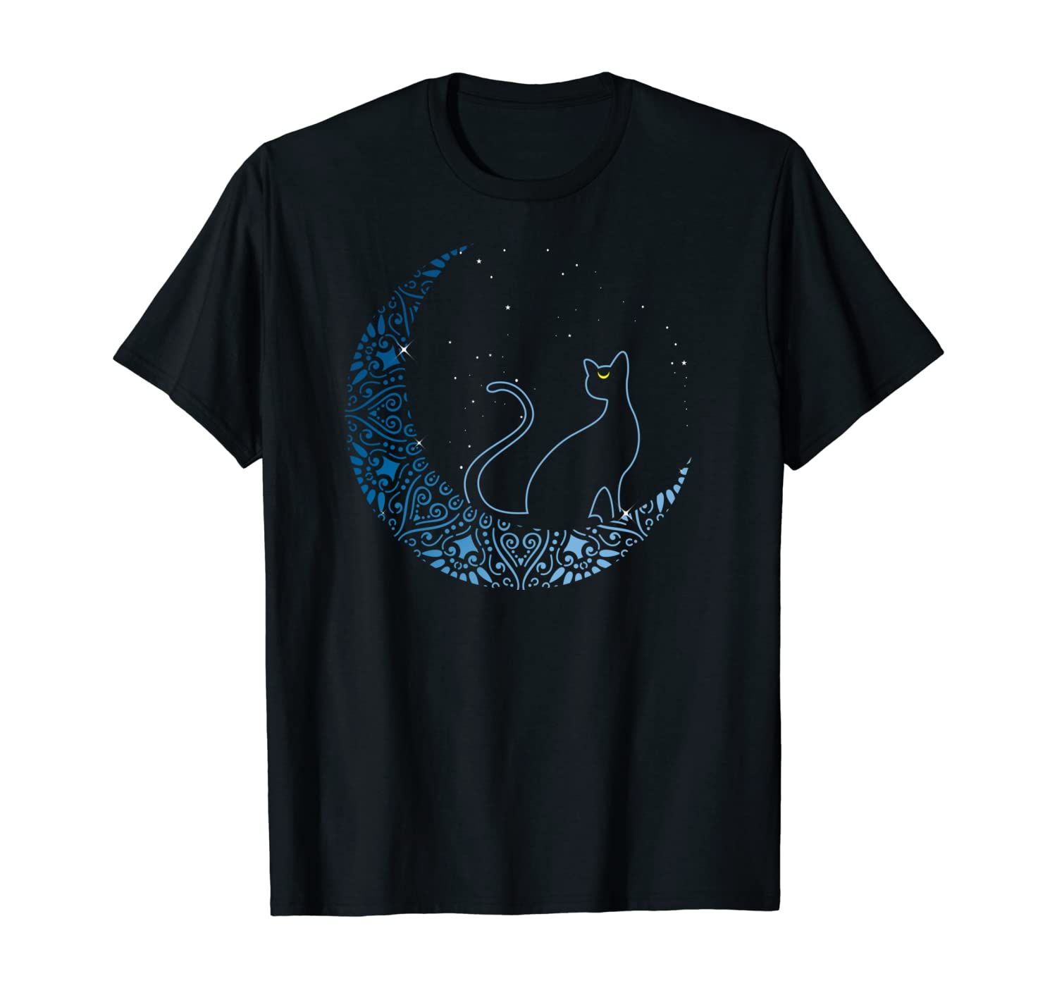 Black Cat Crescent Moon Gift Design Idea For Cat Fans Pullover Hoodie ...