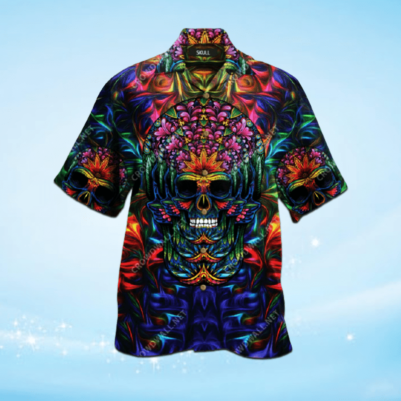 Buy Light Neon Awesome Skull Hawaii Unisex Aloha Shirts H Ha15289