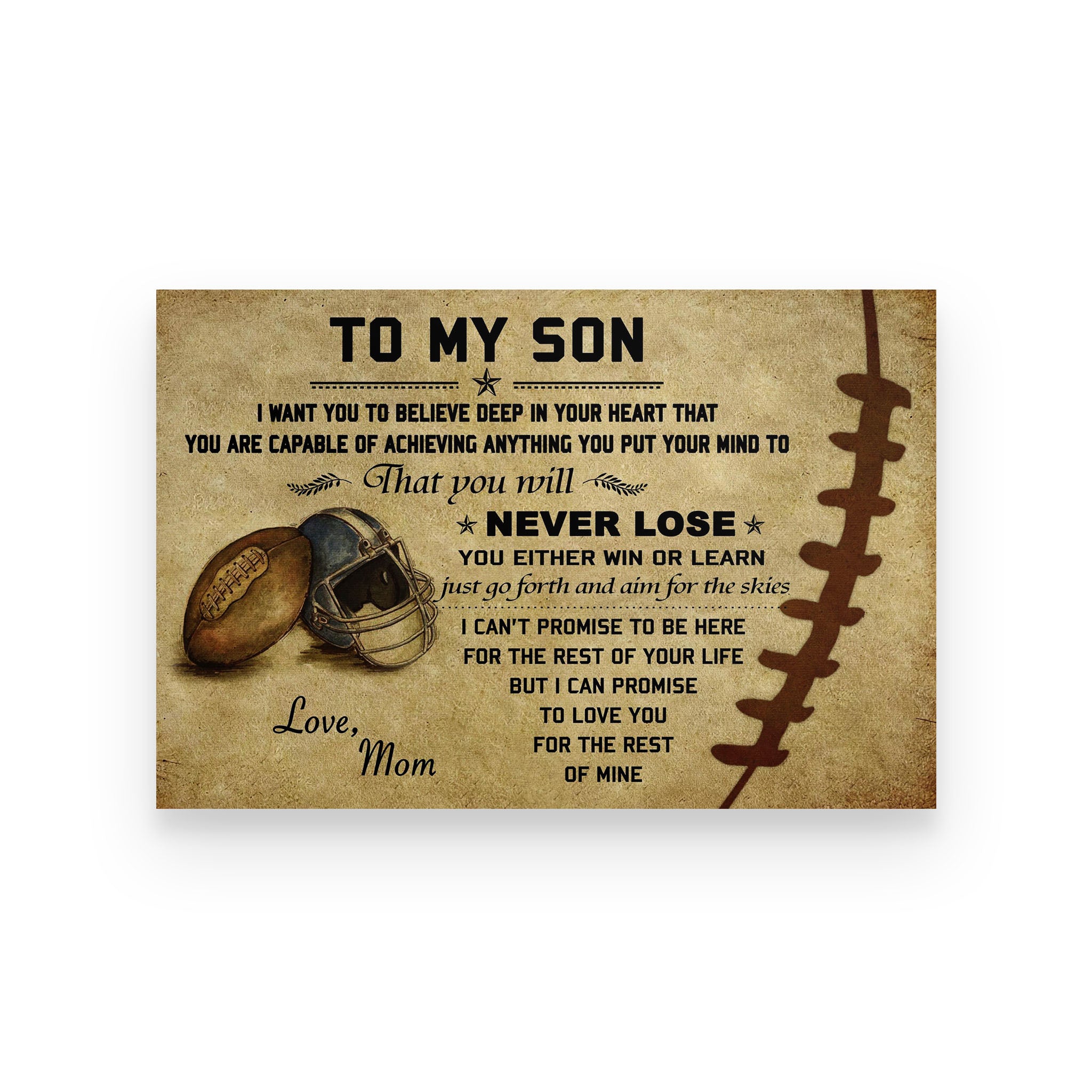 American football poster mom to son I want you to believe deep in your heart vs2