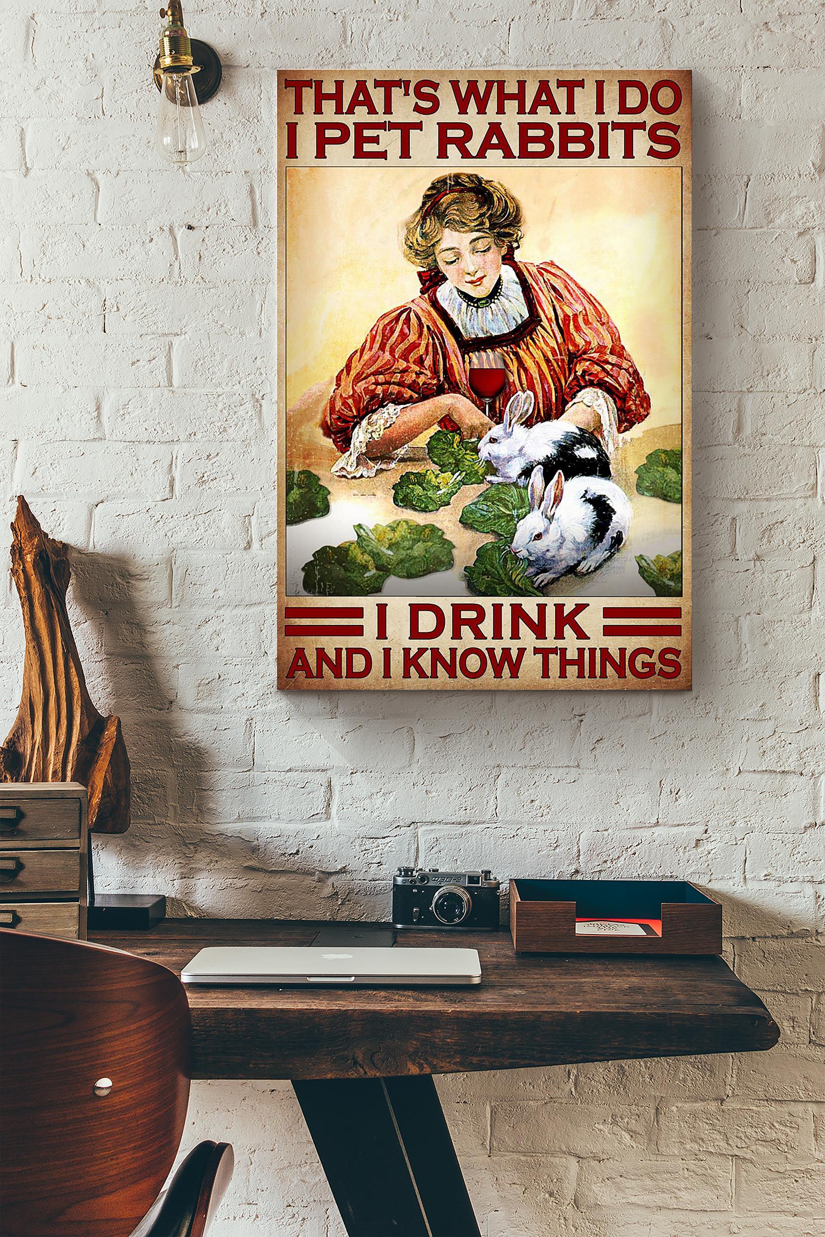 Thats What I Do I Pet Rabbit I Drink And I Know Things Poster Wrapped Canvas