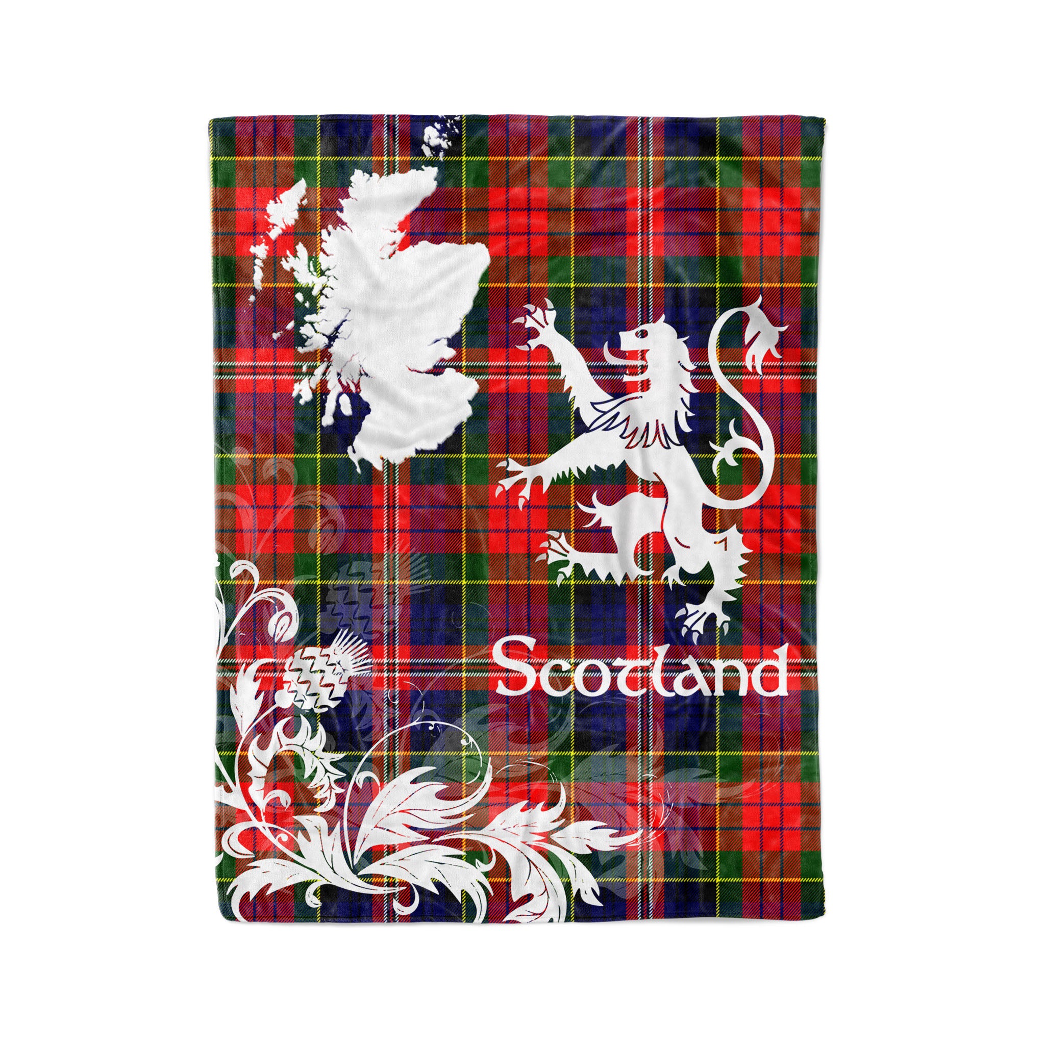 Tartan Plaid Fleece Blanket Tartan Blanket Thistle And Lion Scottish Clan Macpherson Plaid Blanket