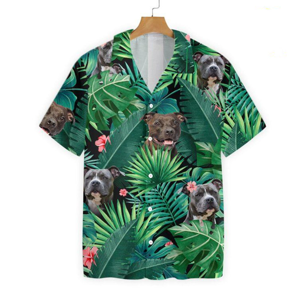 Tropical Pitbull Dog Green Hawaii Shirt Ha97532