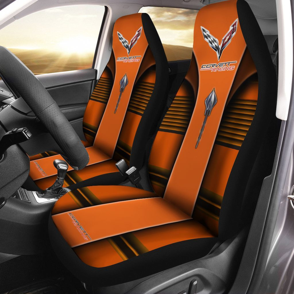 Chevrolet Corvette Car Seat Cover (Set Of 2) Ver 8 (Orange)