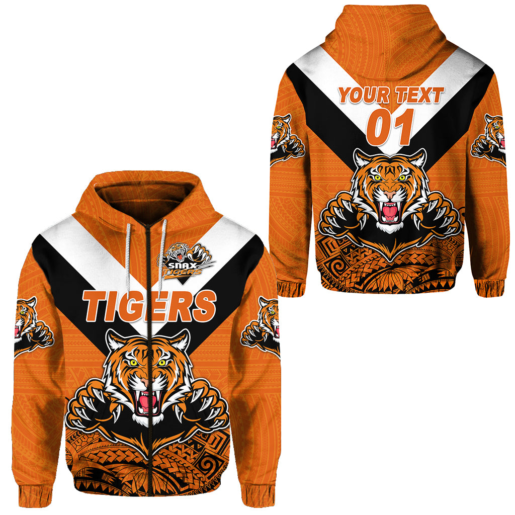 (Custom Personalised) Papua New Guinea Lae Snax Tigers Zip Hoodie Rugby Simple Style – Orange, Custom Text And Number Lt8