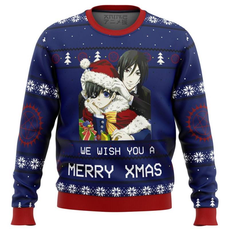 Black Butler Merry Xmas Premium Ugly Christmas Sweater