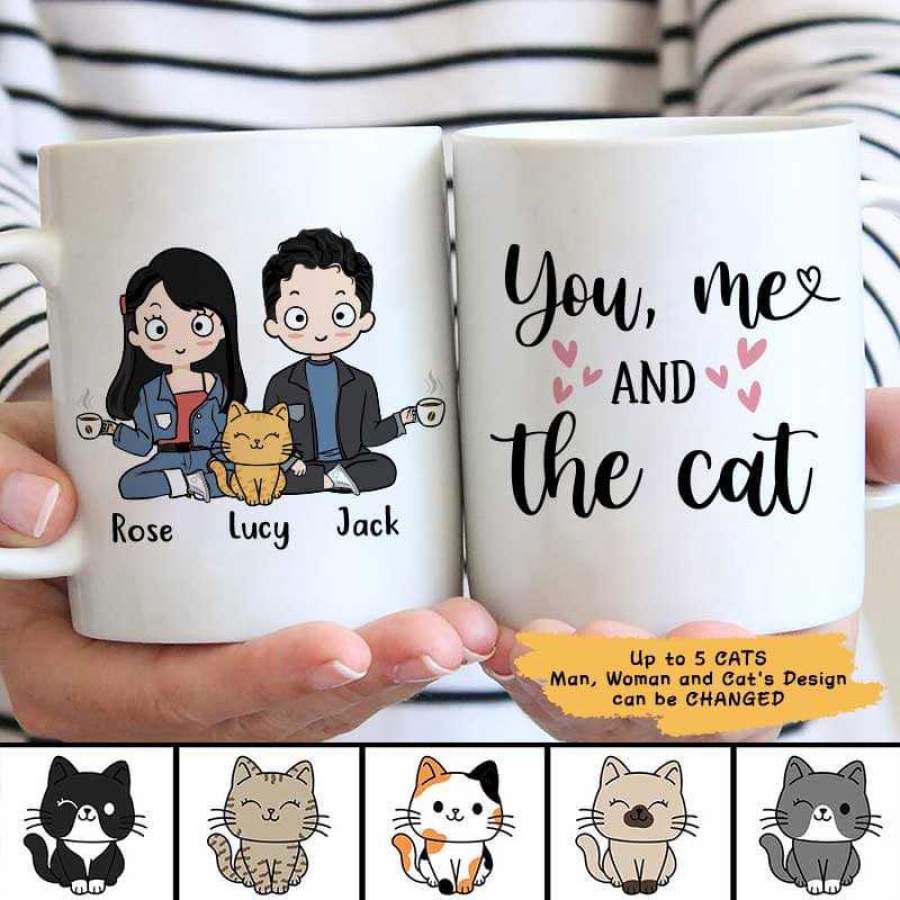 You Me And The Sitting Cat Personalized Coffee Mug