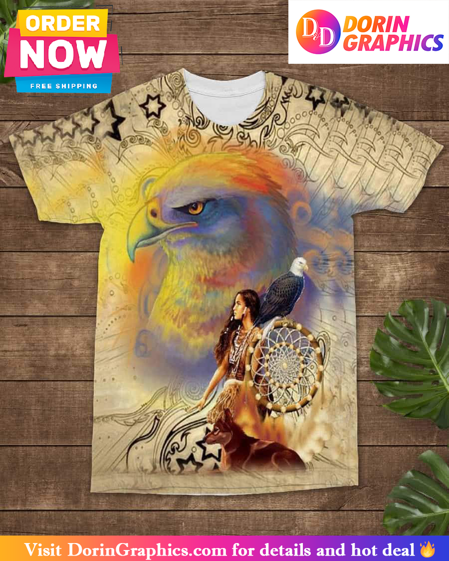 3D Native American Girl Colors Animal Dreamcatcher All-Over T-Shirt Dorin Usa Skull 3D Shirt Hoodies – Ap-Dr0121