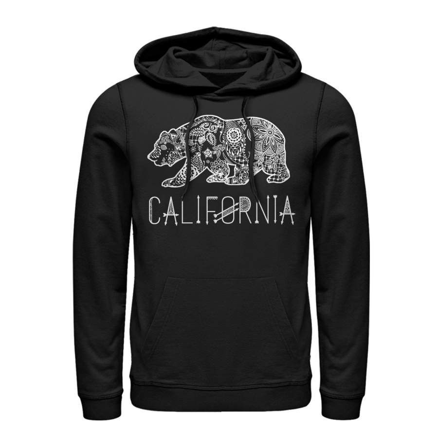 Lost Gods Men’s California Henna Bear  Lightweight Hoodie Black