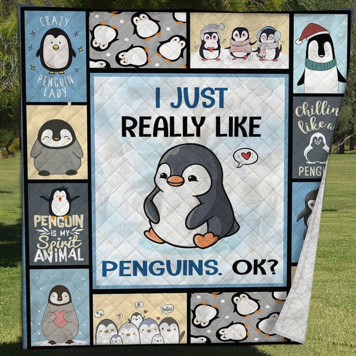 I Just Really Like Penguin Okay Fleece & Sherpa Blanket