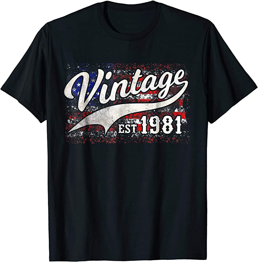 1981 Vintage American Flag 36 th Birthday T-Shirt